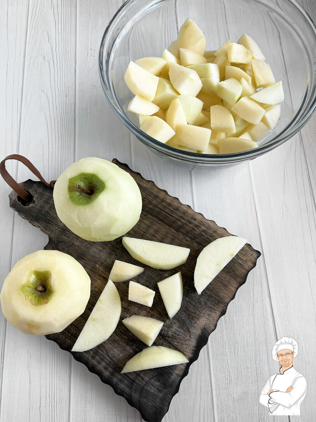 Chopped apples to make Instant Pot applesauce.
