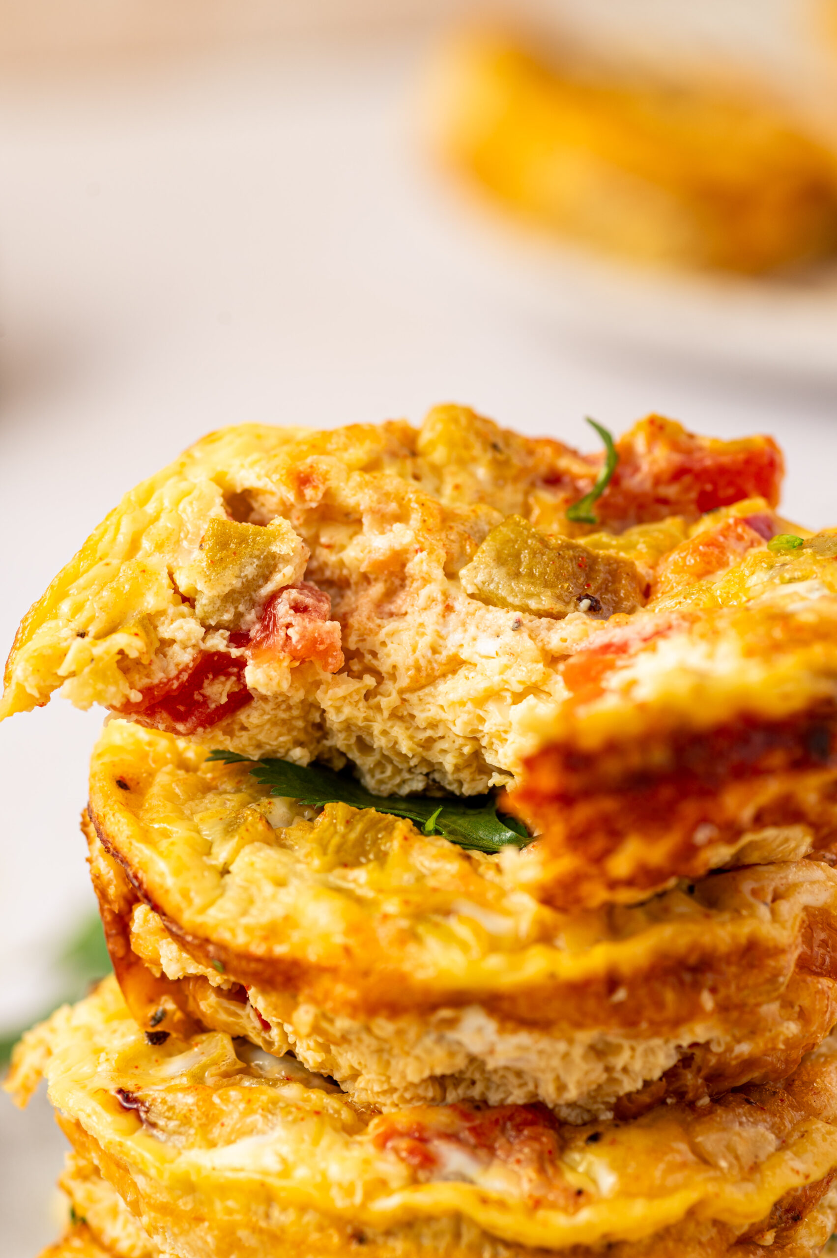 A stack of Southwest scrambled egg bites.