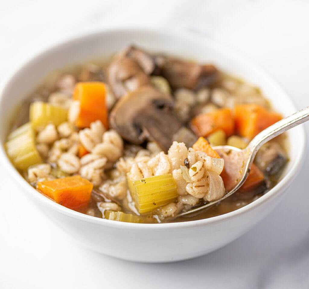 Instant Pot Mushroom Barley Soup - RecipeTeacher