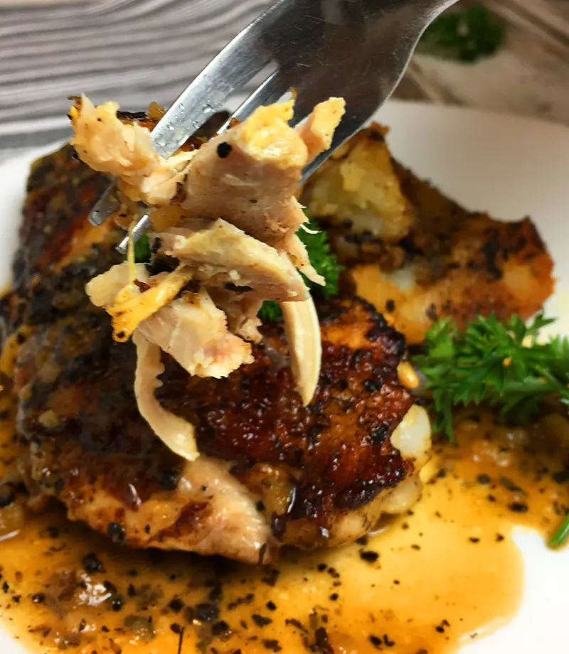 Tender and juicy Greek Chicken thighs made in an Instant Pot electric pressure cooker.