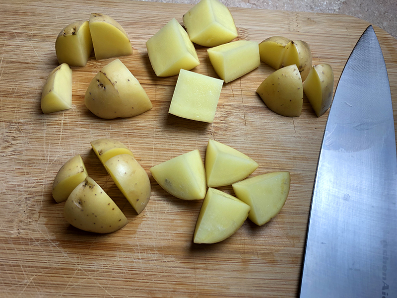 1 inch chunks of Yukon Gold potatoes for air fryer roasted ranch potatoes.