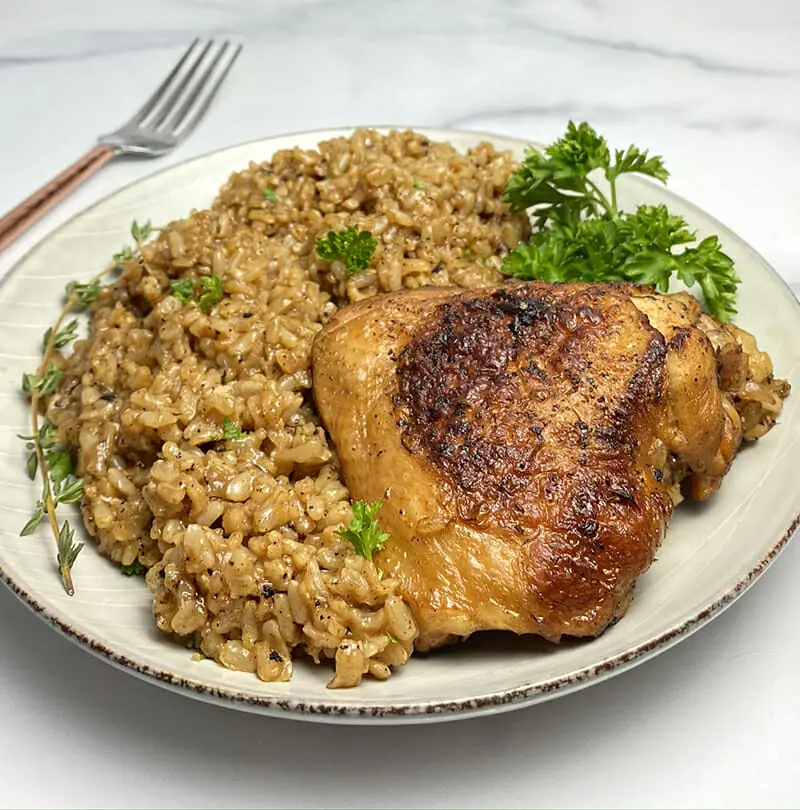 recipe for Instant Pot chicken thighs and brown rice