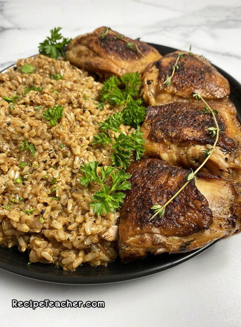 Best Damn Instant Pot Chicken Thighs and Brown Rice - RecipeTeacher