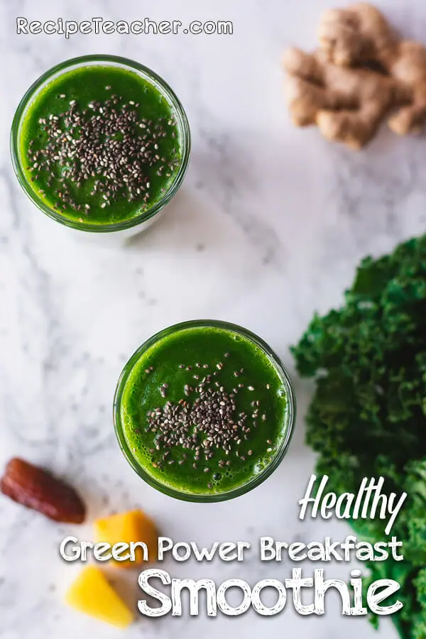 A recipe for a healthy green breakfast smoothie
