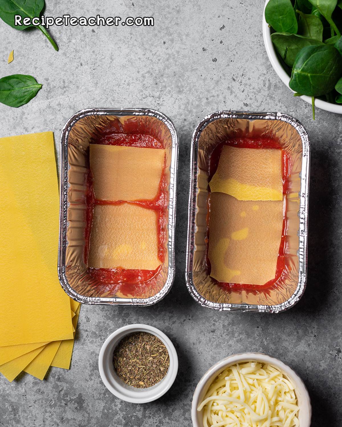 Assembling lasagna for Instant Pot lasagna recipe