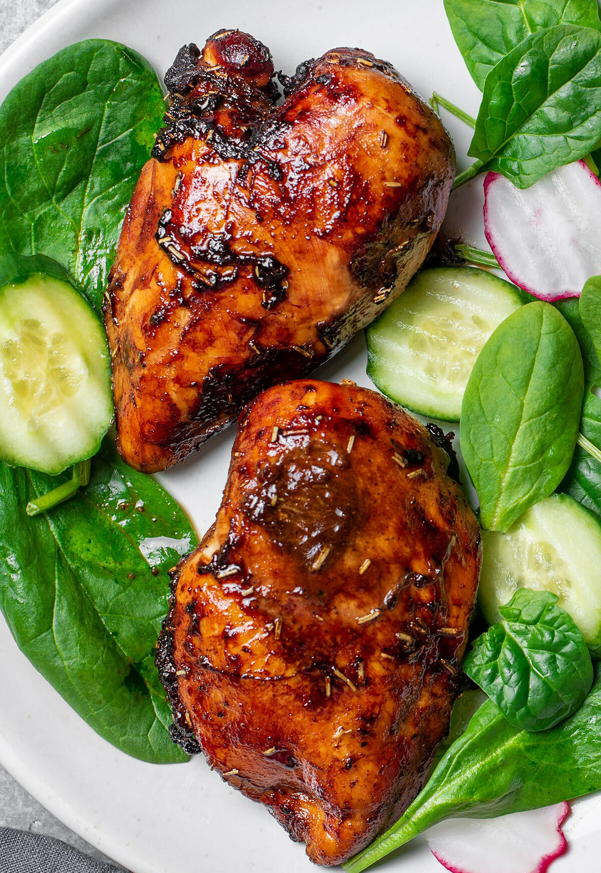 Boneless, skinless marinated chicken breasts made in an air fryer with this easy recipe.