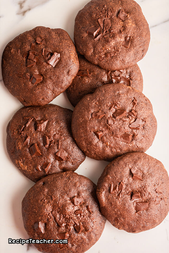 Recipe for the best damn chocolate fudge cookies from RecipeTeacher.com
