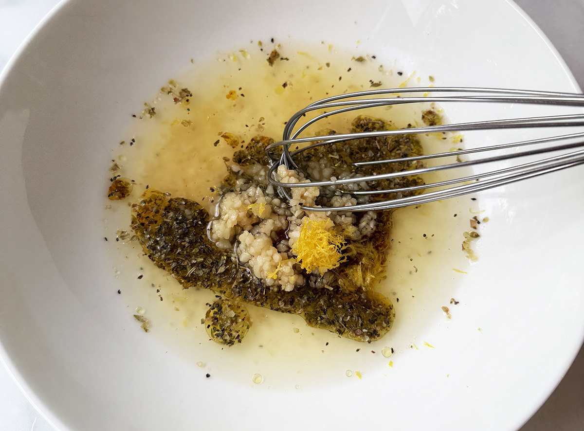 Preparing the marinade for our air fryer Greek chicken