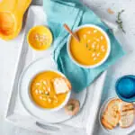 Recipe for Instant Pot butternut squash and sweet potato soup.