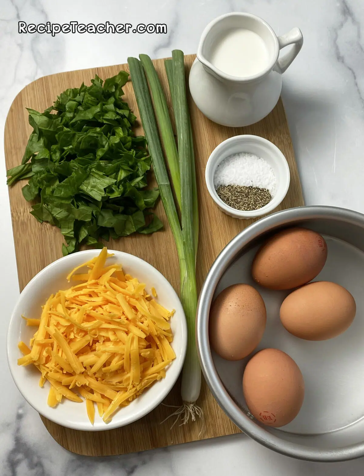 Ingredients for an air fryer breakfast frittata