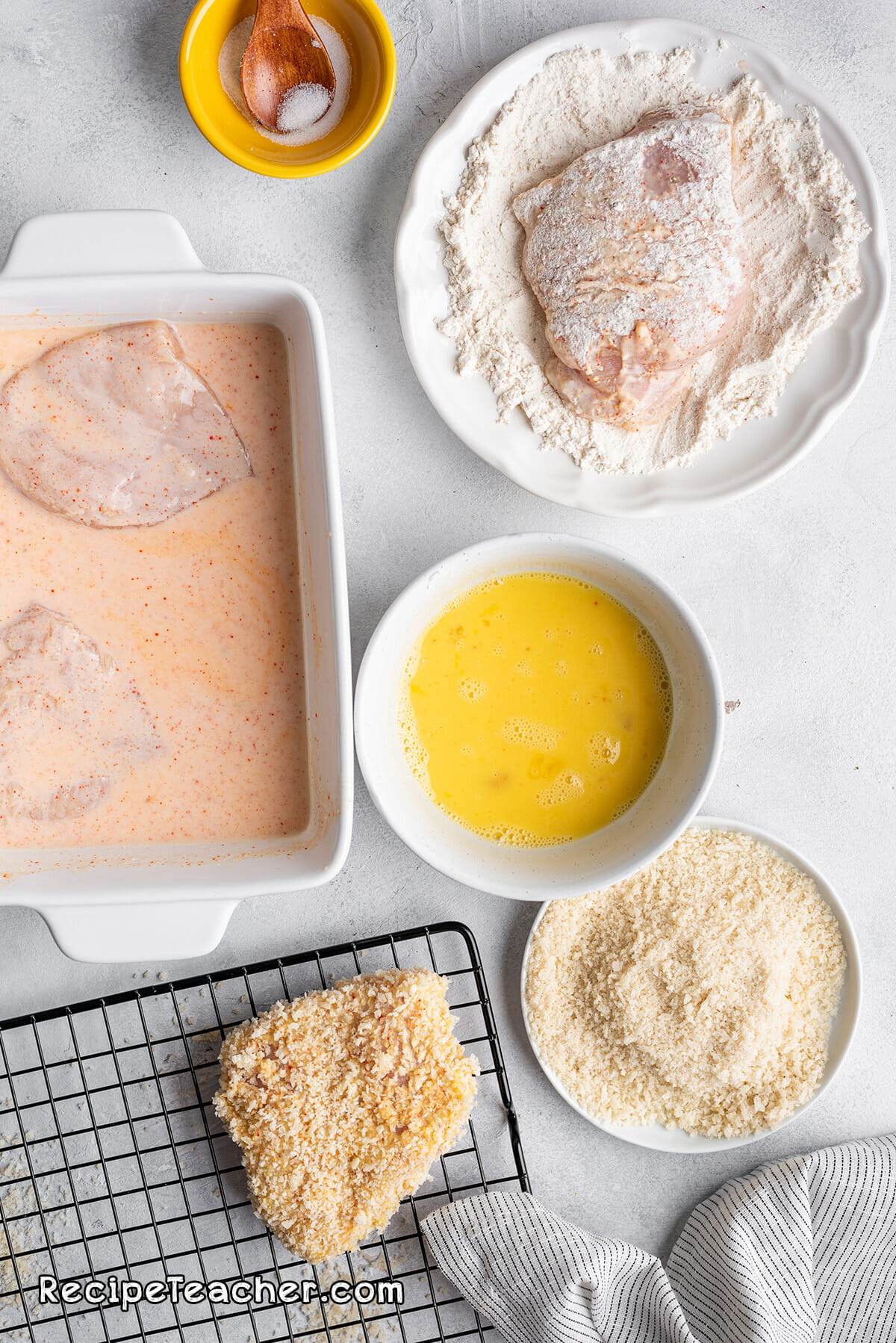 Ingredients for air fryer buttermilk spicy chicken sandwich recipe.