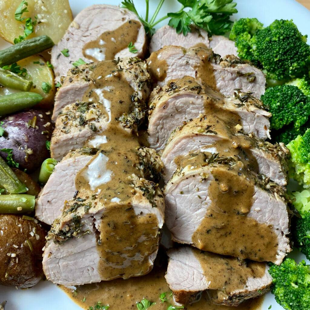 Recipe for Instant Pot gralic and herb pork tenderloin