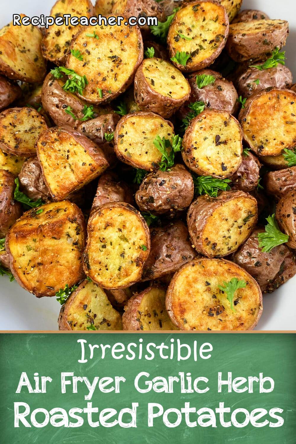 Air fryer roasted garlic herb potatoes