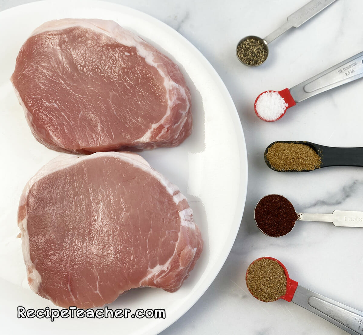 Recipe and ingredients for air fryer coriander crusted pork chops