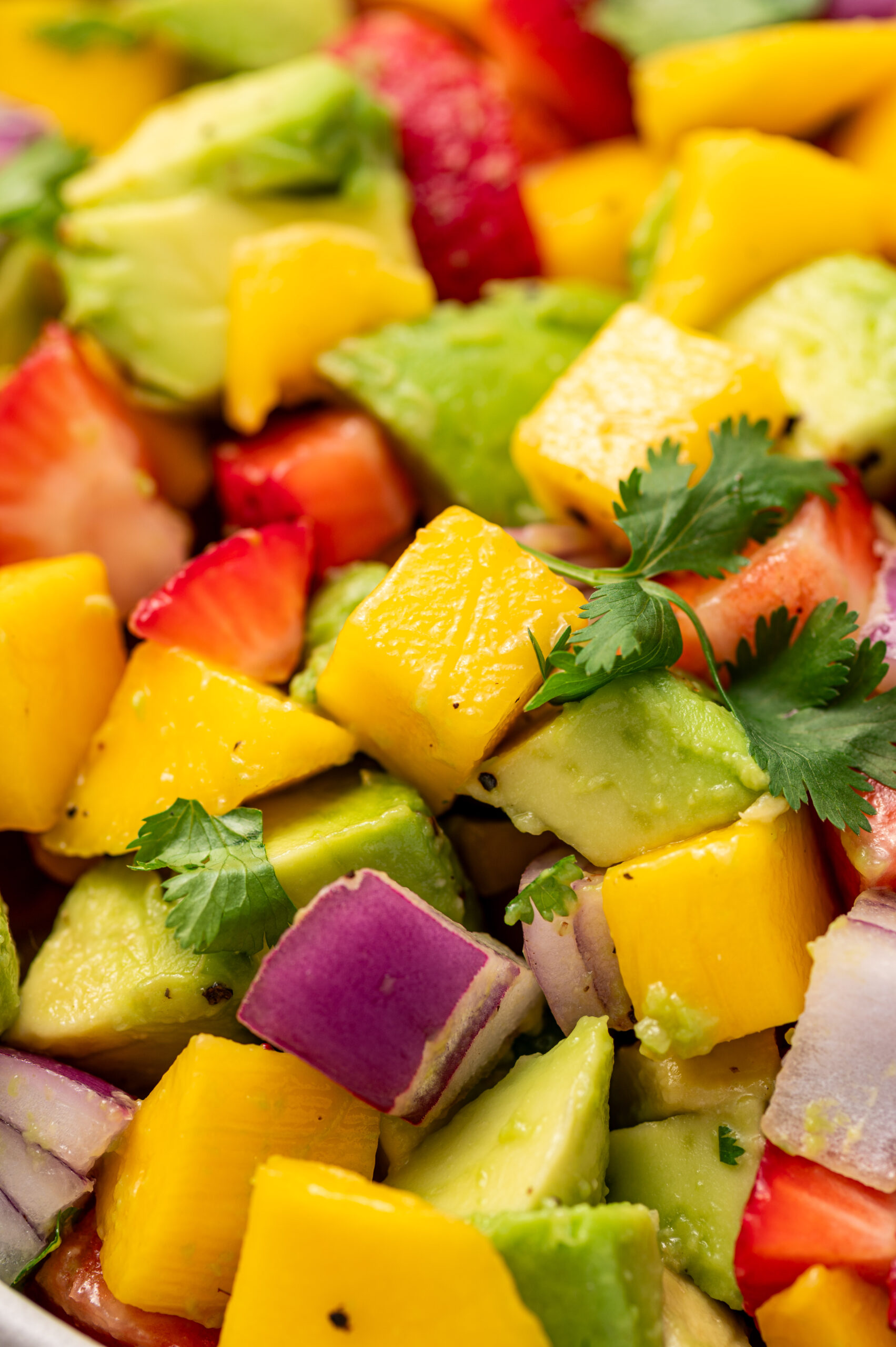 Close-up of mango salsa.