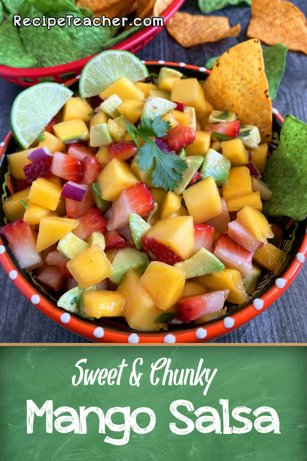 Recipe for thick and sweet mango salsa.