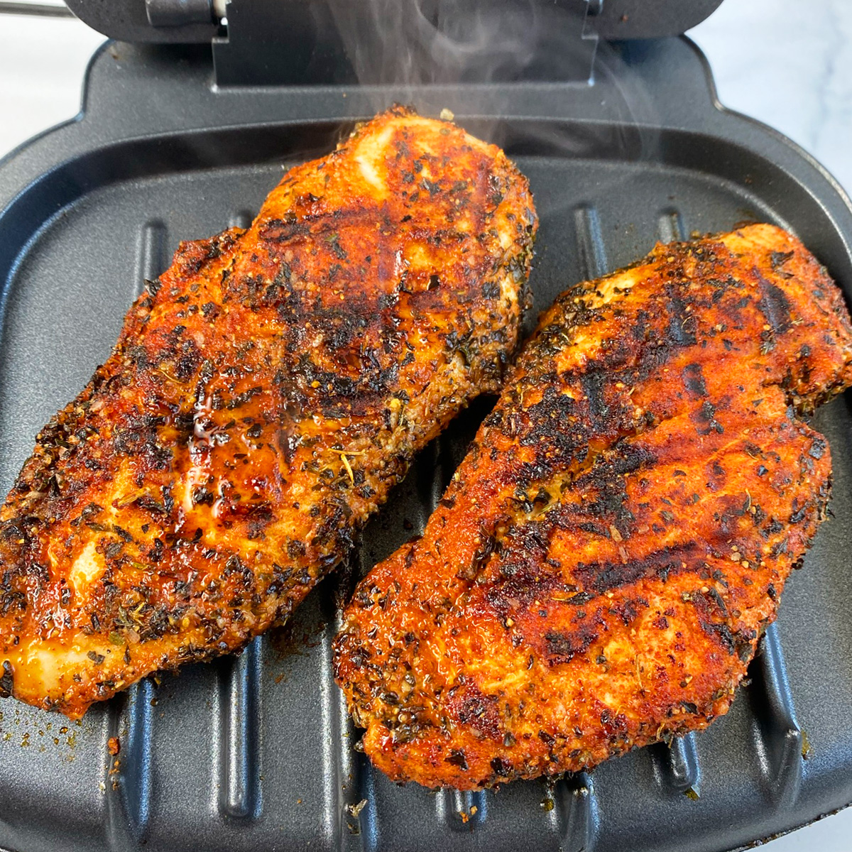 How to grill chicken breast on george foreman grill