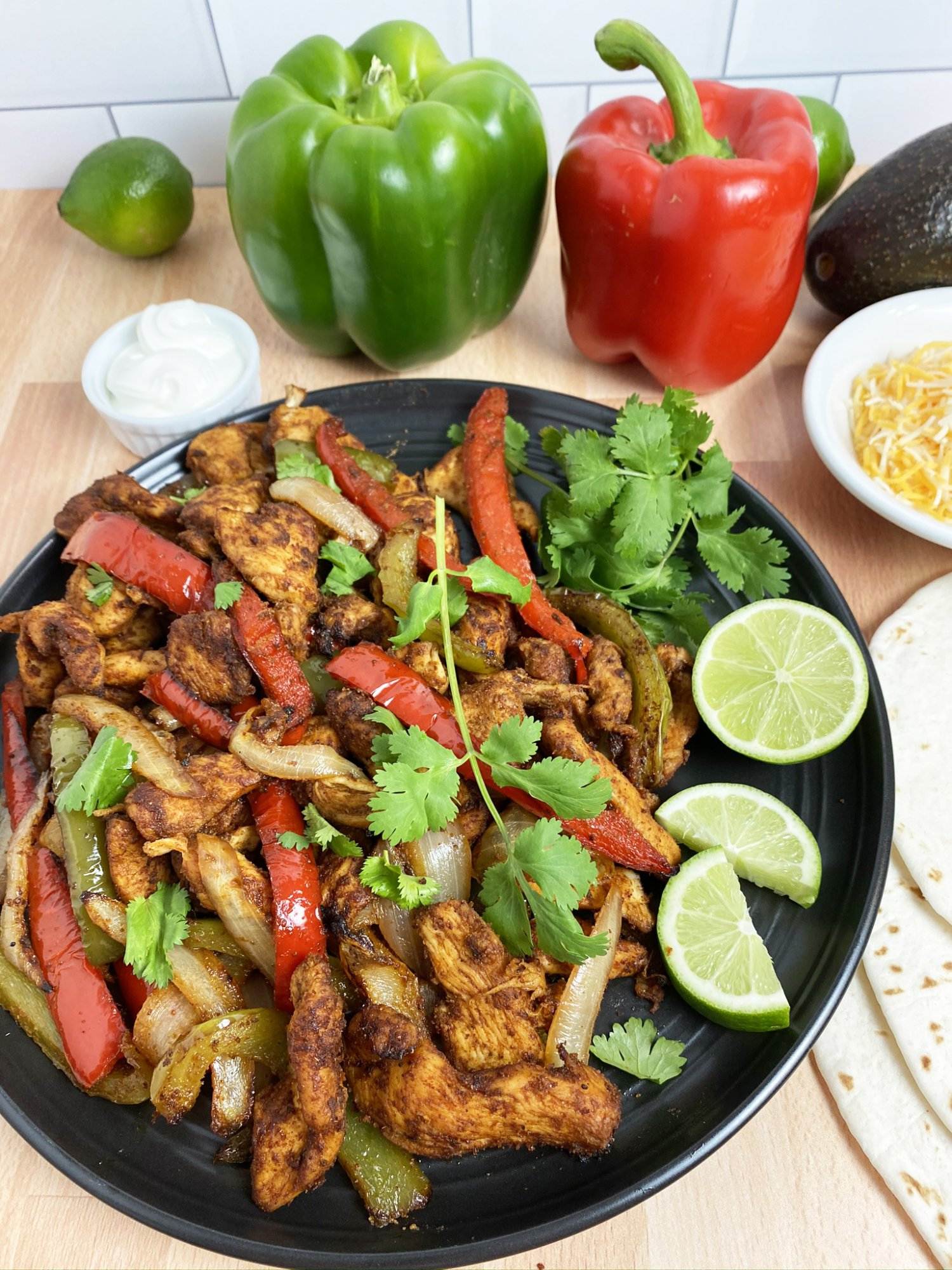 Recipe for best damn air fryer chicken fajitas.