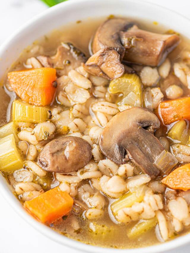 Instant Pot Mushroom Barley Soup - RecipeTeacher