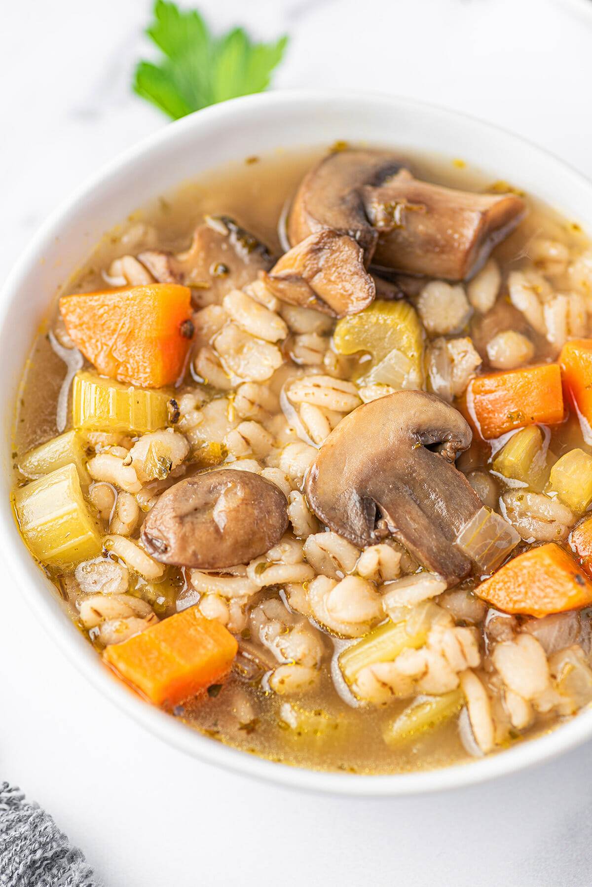 Instant Pot mushroom barley soup, one of my favorite fall recipe ideas.