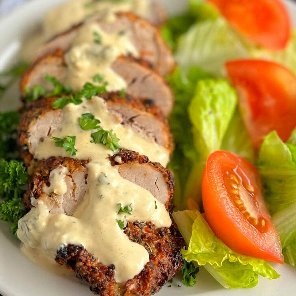 Air fryer garlic parmesan pork tenderloin