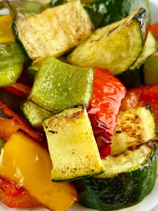 Air Fryer Roasted Zucchini and Peppers Recipe RecipeTeacher