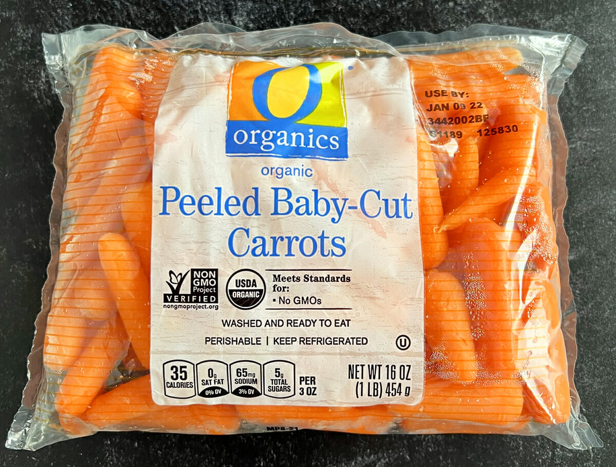 A bag of baby carrots to make in an air fryer