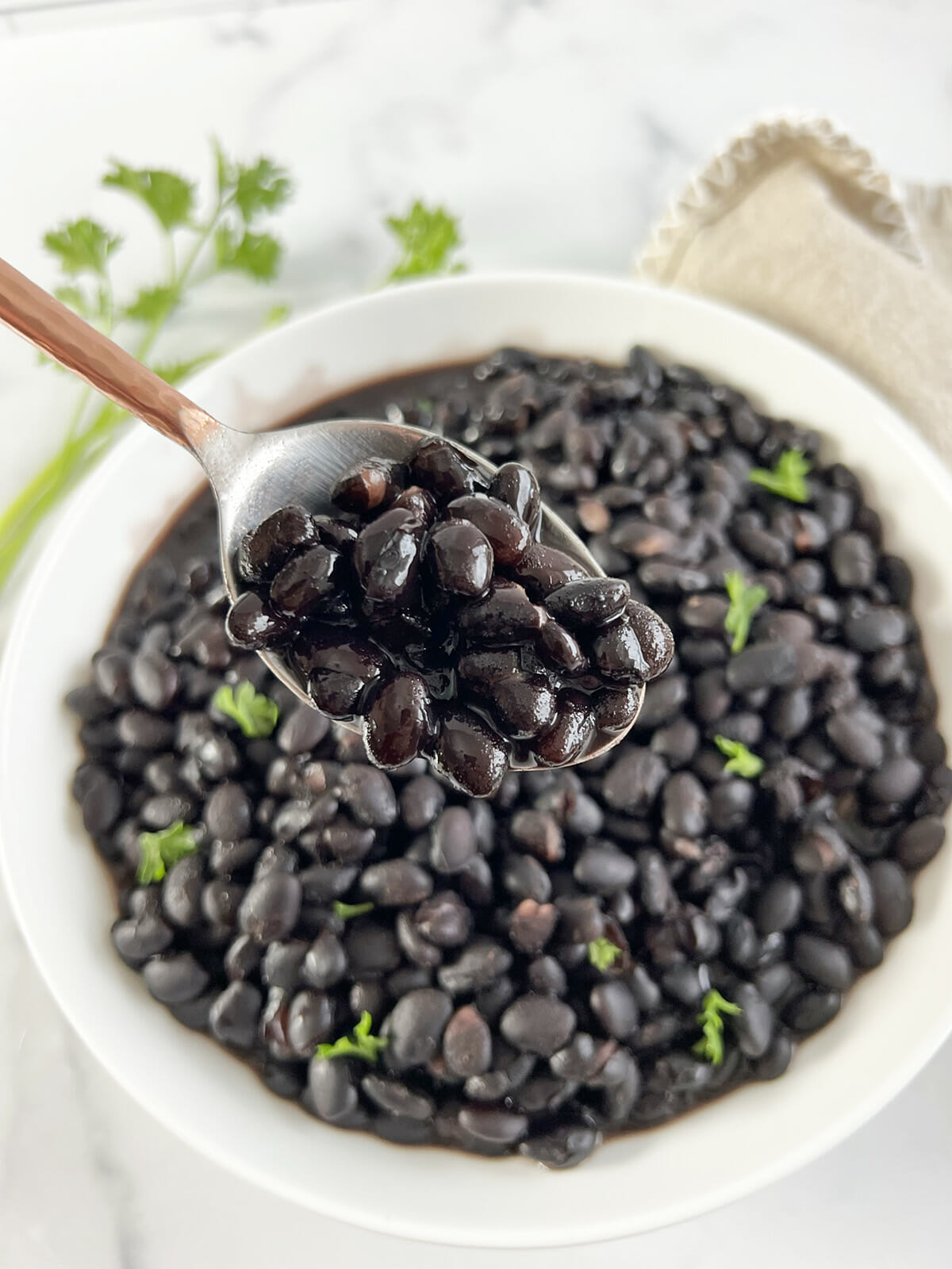 Black beans made in an Instant Pot pressure cooker.