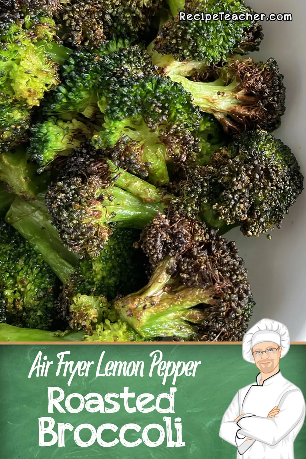 Air Fryer roasted lemon pepper broccoli