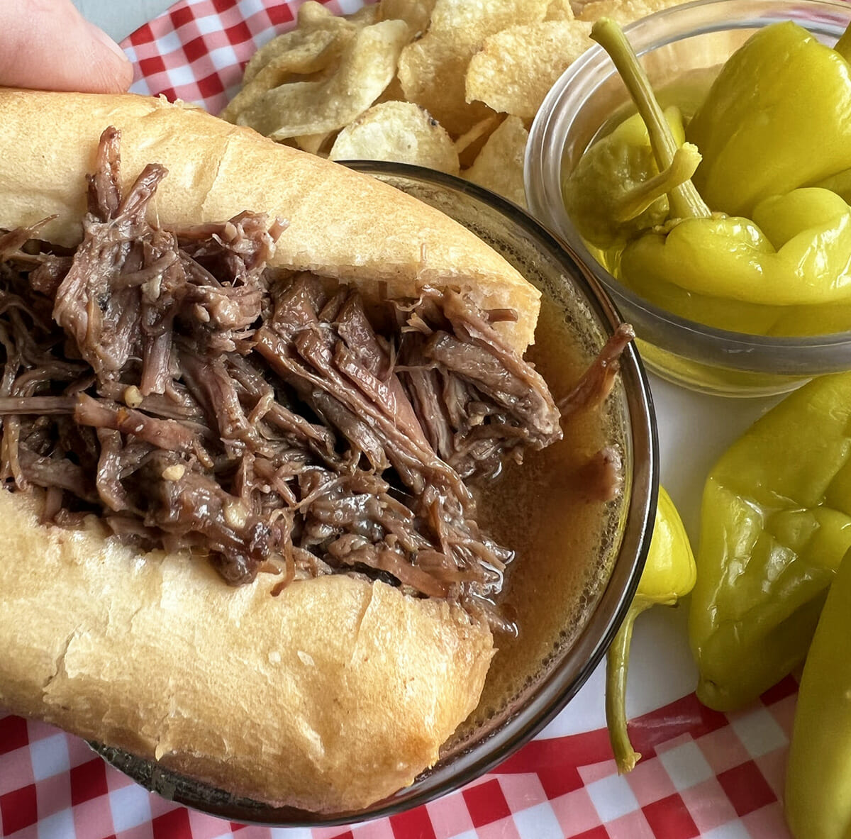 Recipe for Instant Pot shredded beef sandwiches