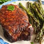 Coffee seasoned pork chops made in an air fryer