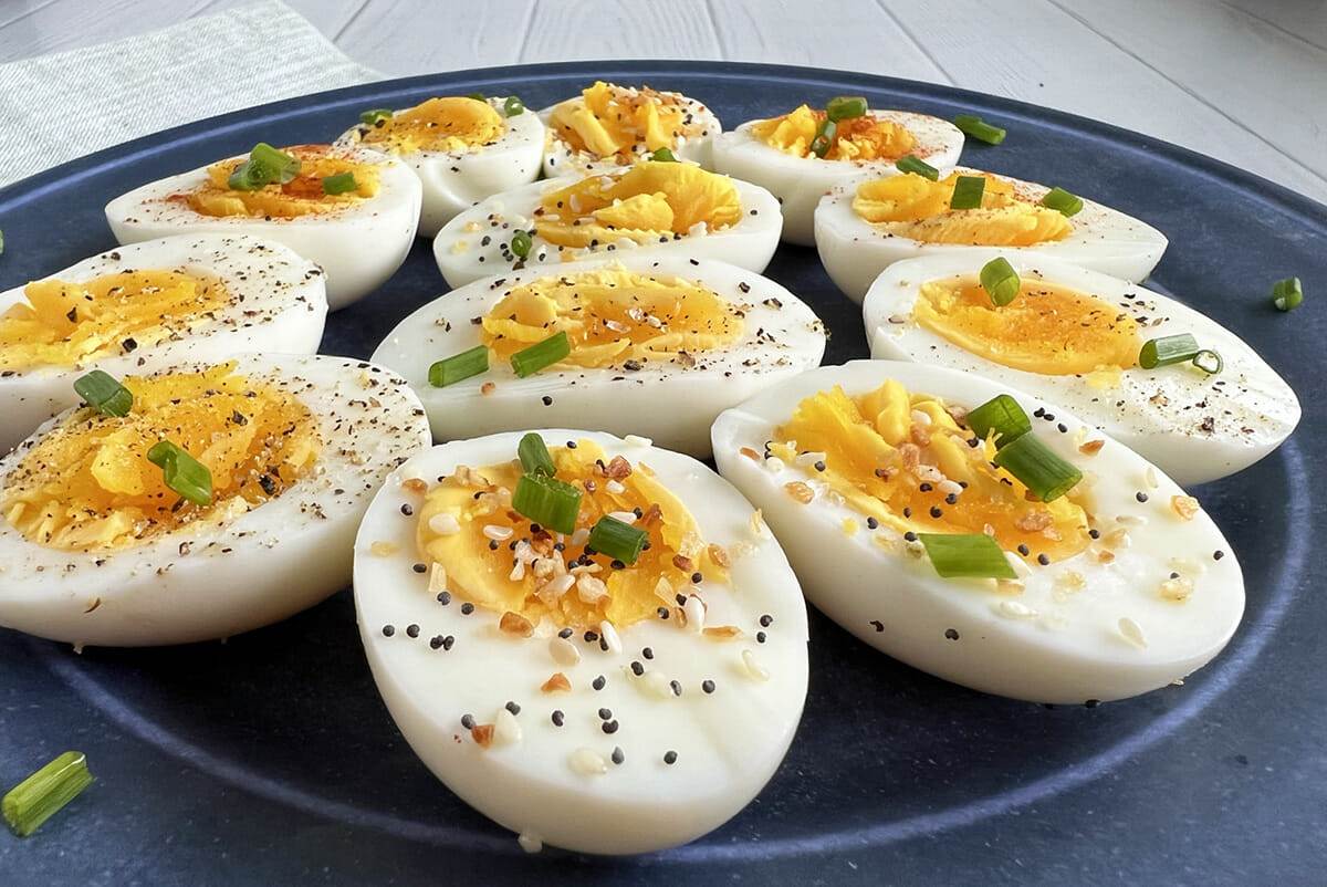 Seasoned Instant Pot hard boiled eggs