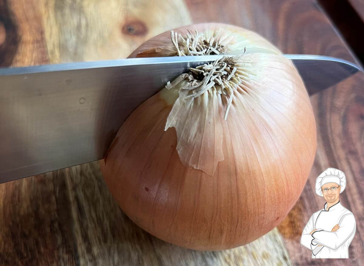 Step by step instructions, with video on how to easily peel and chop an onion.