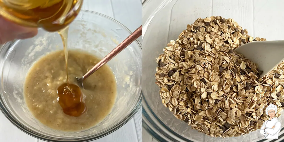Preparing the ingredients for baked oatmeal banana cups