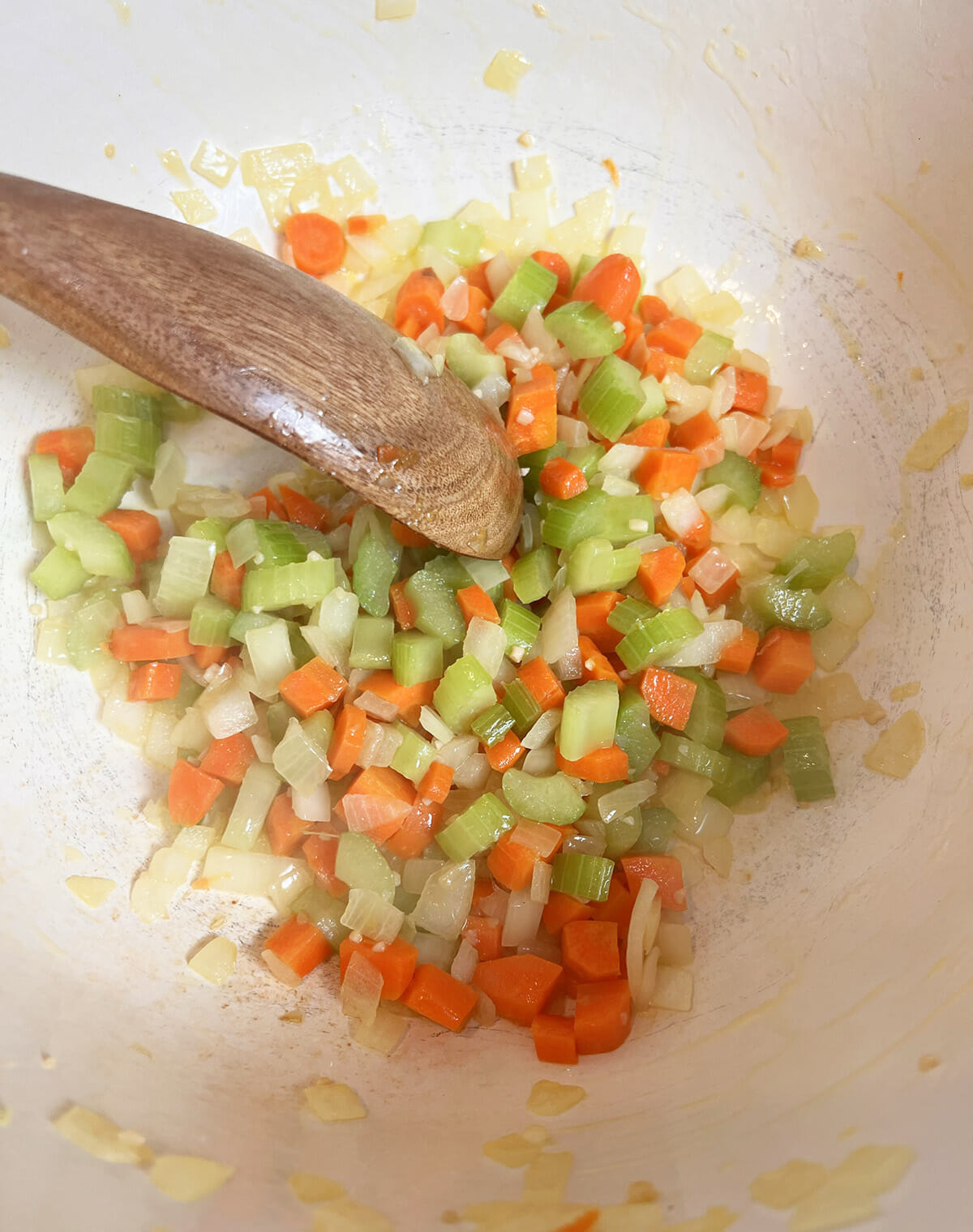 Cooking the vegetables for Jason's red lentil soup recipe.