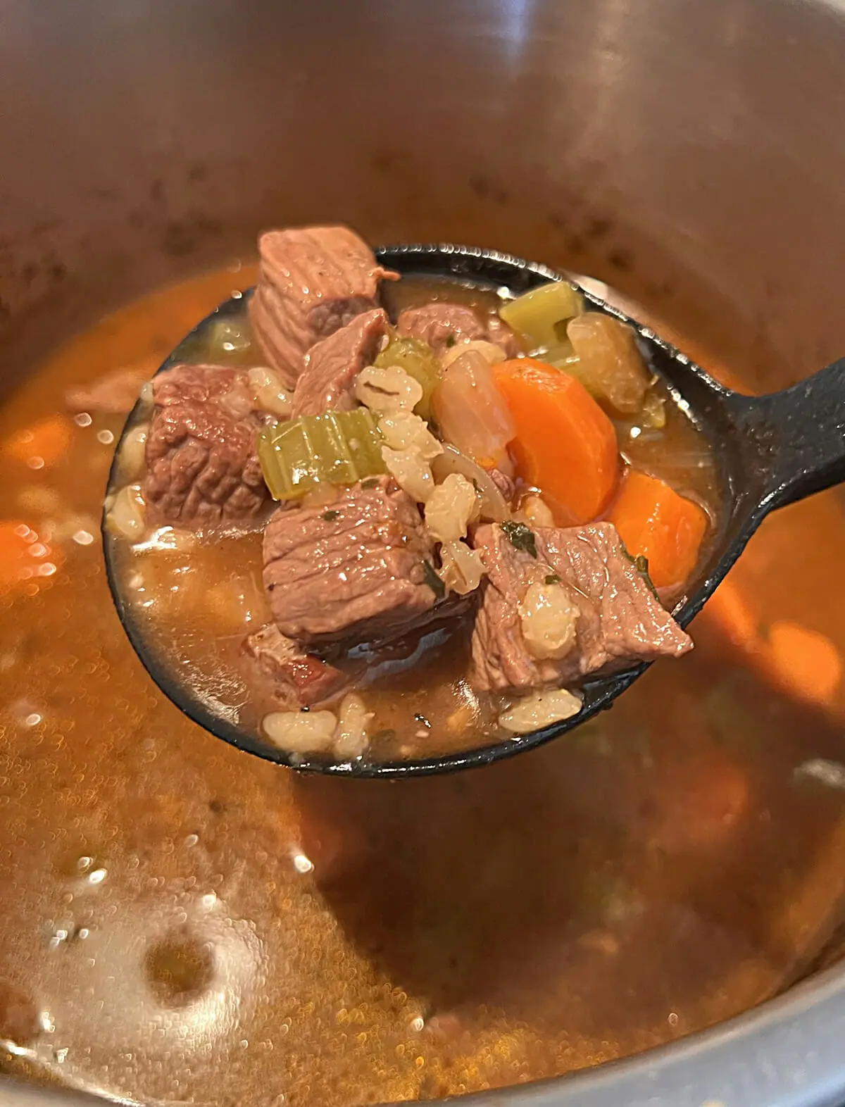 Recipe for Instant Pot beef barley soup.