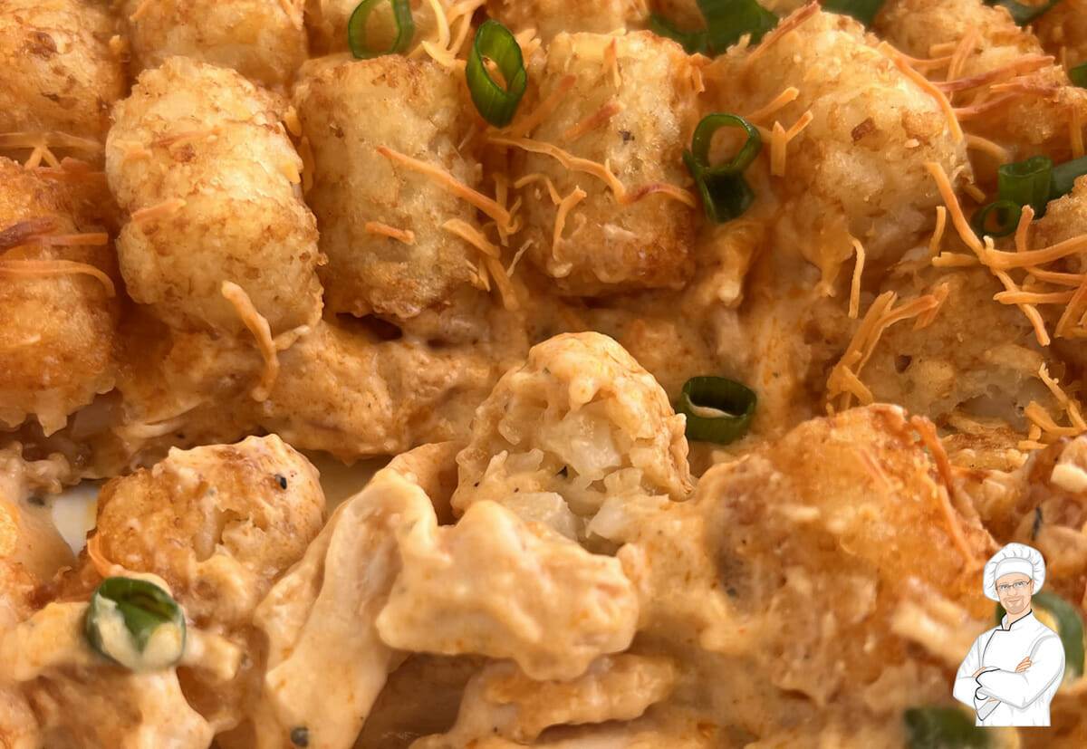 Recipe for buffalo chicken tater tot casserole