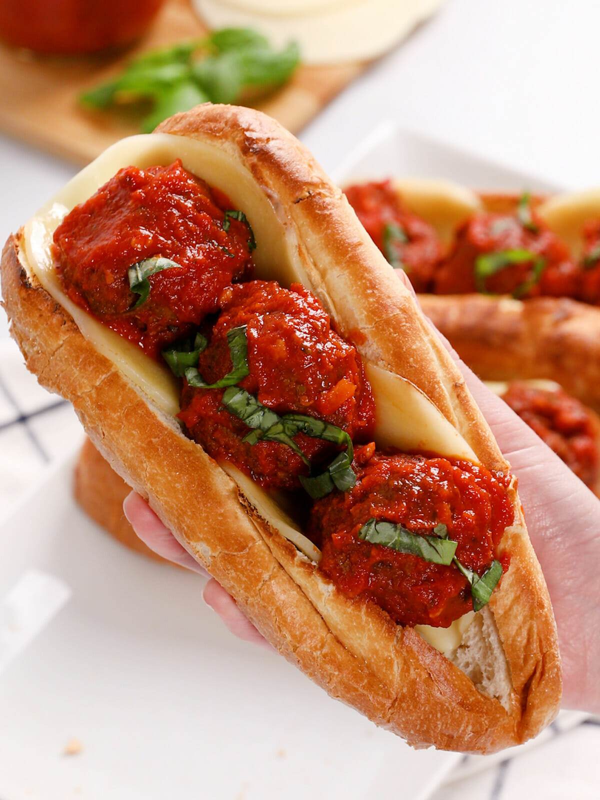 Homemade meatball subs made in an air fryer.