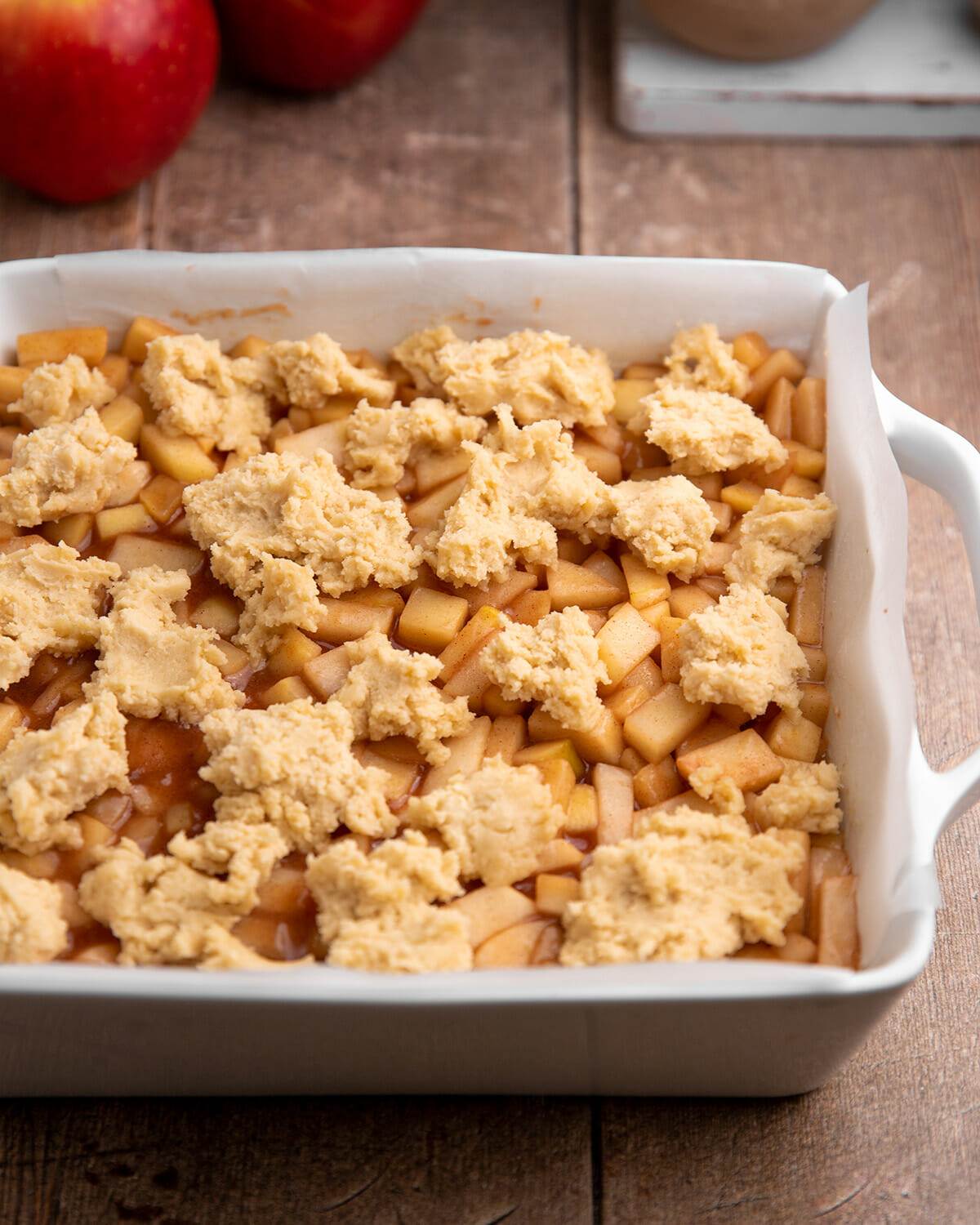 Our apple pie bake ready to go into the oven.