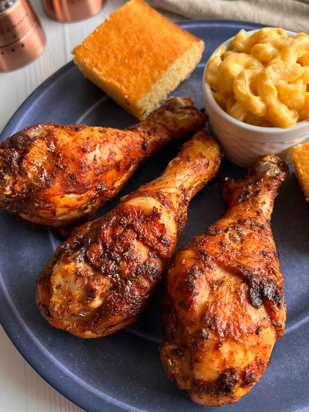 Blackened chicken drumsticks made in an air fryer.