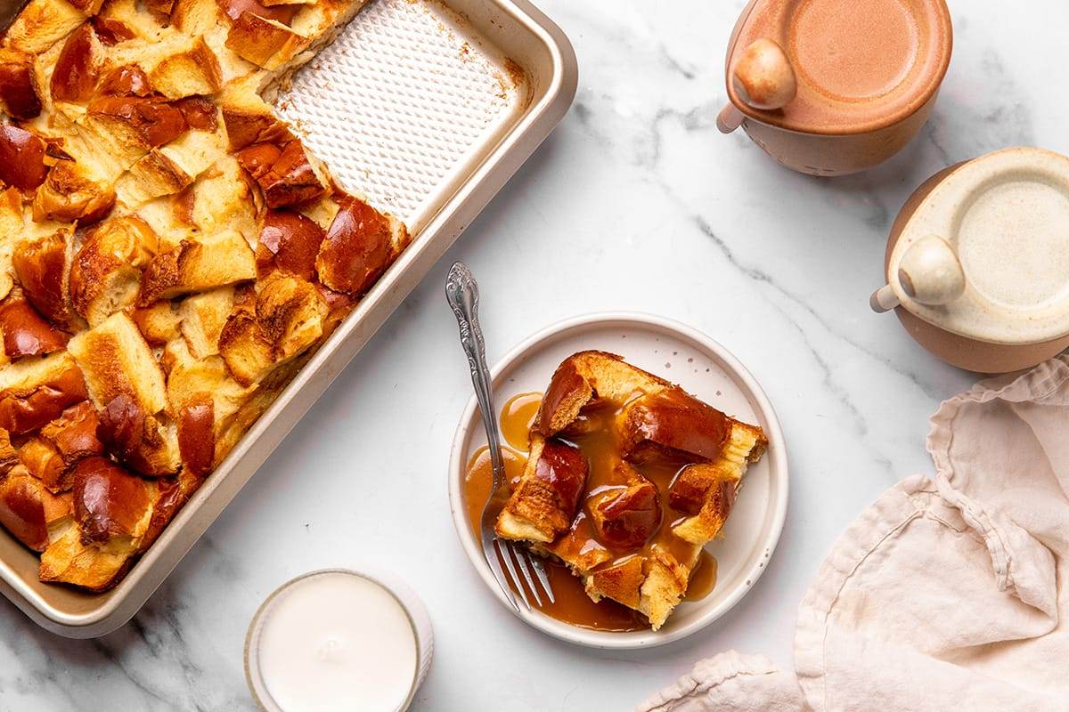 Best damn bread pudding recipe with caramel sauce.