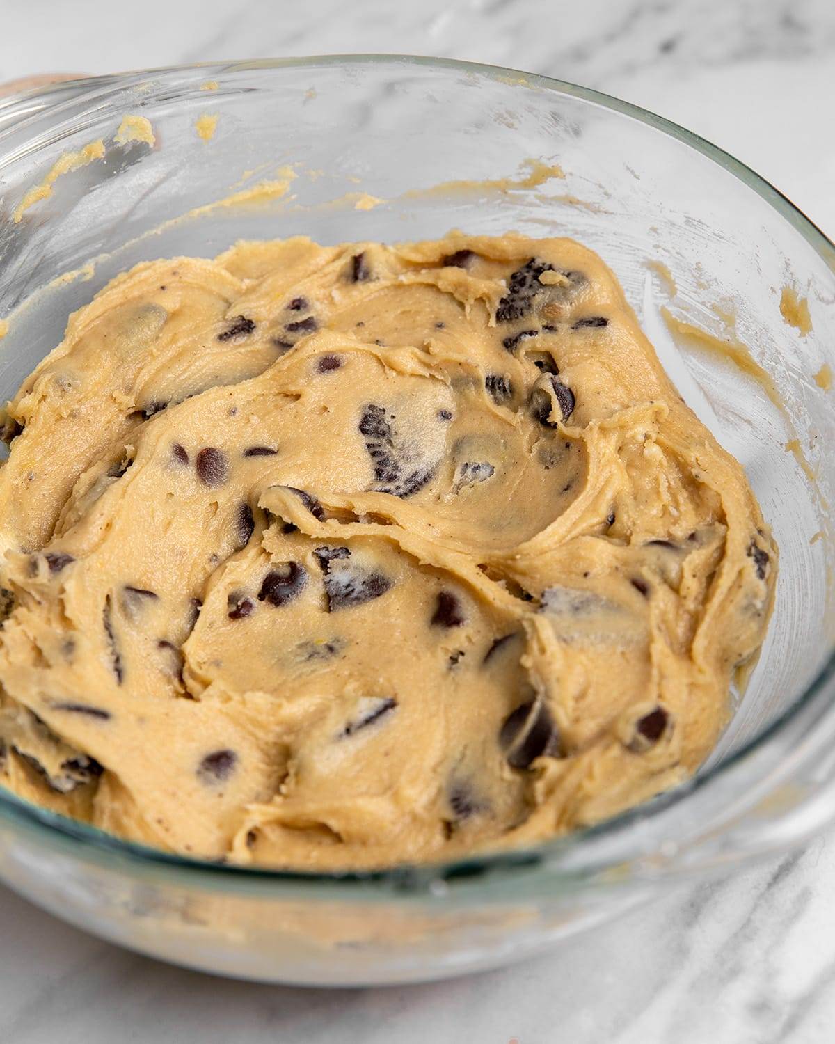 Mixing the batter for our homemade Oreo Blondies