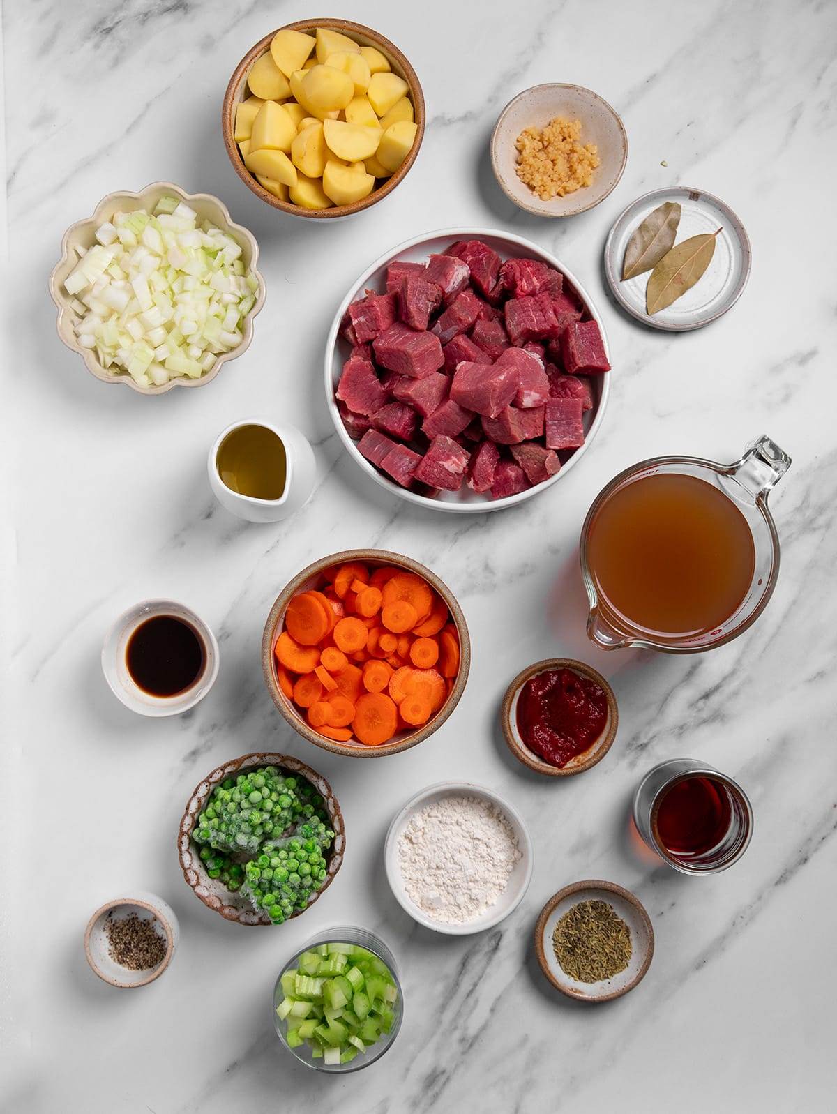 All the ingredients to make classic beef stew
