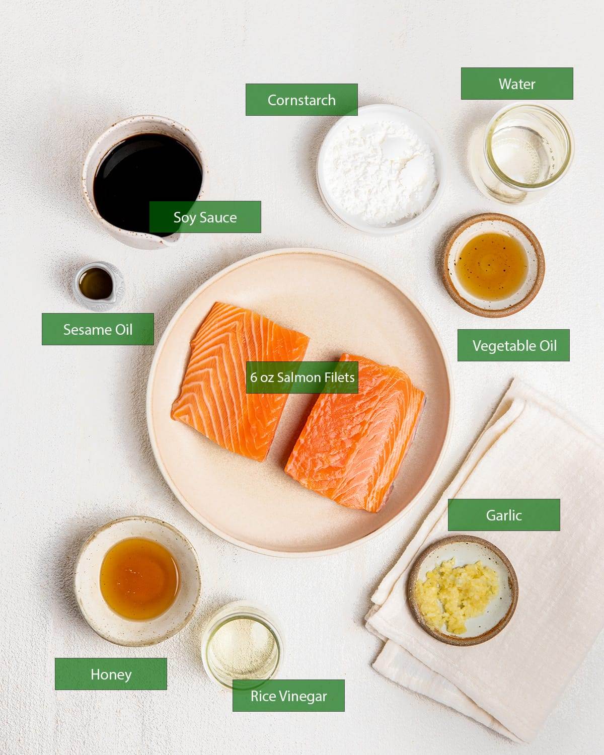All the ingredients to make air fryer teriyaki salmon