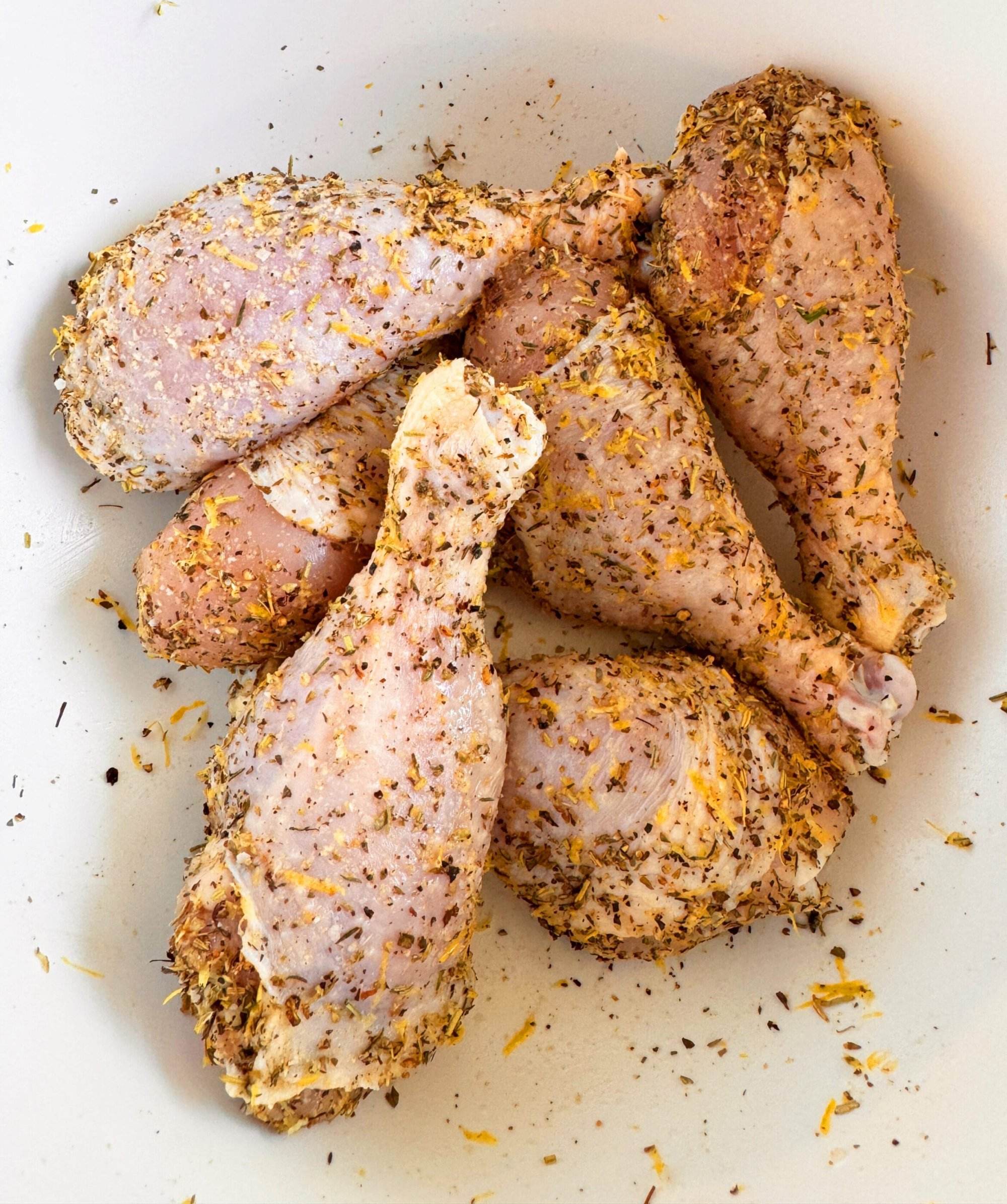 Chicken drumsticks seasoned with Greek seasonings to make in the air fryer.