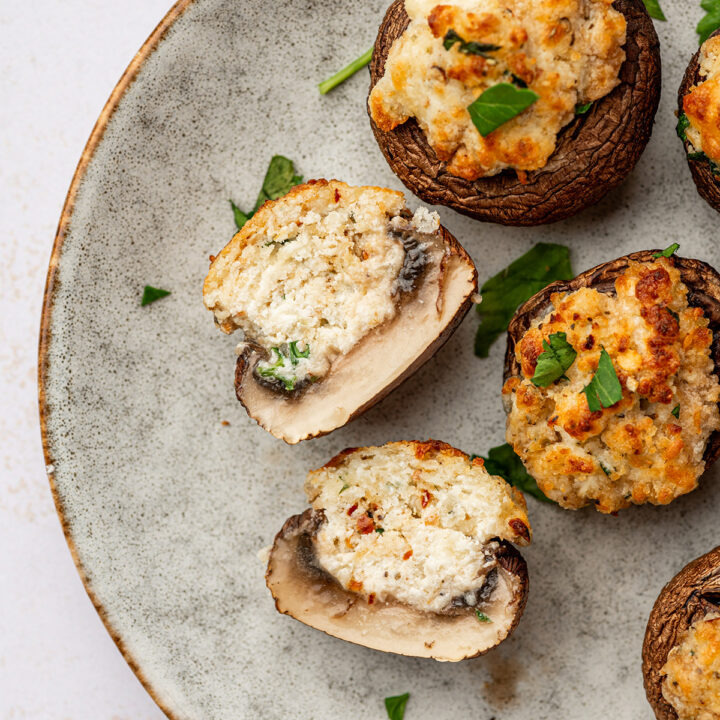 Delicious air fryer stuffed mushrooms.