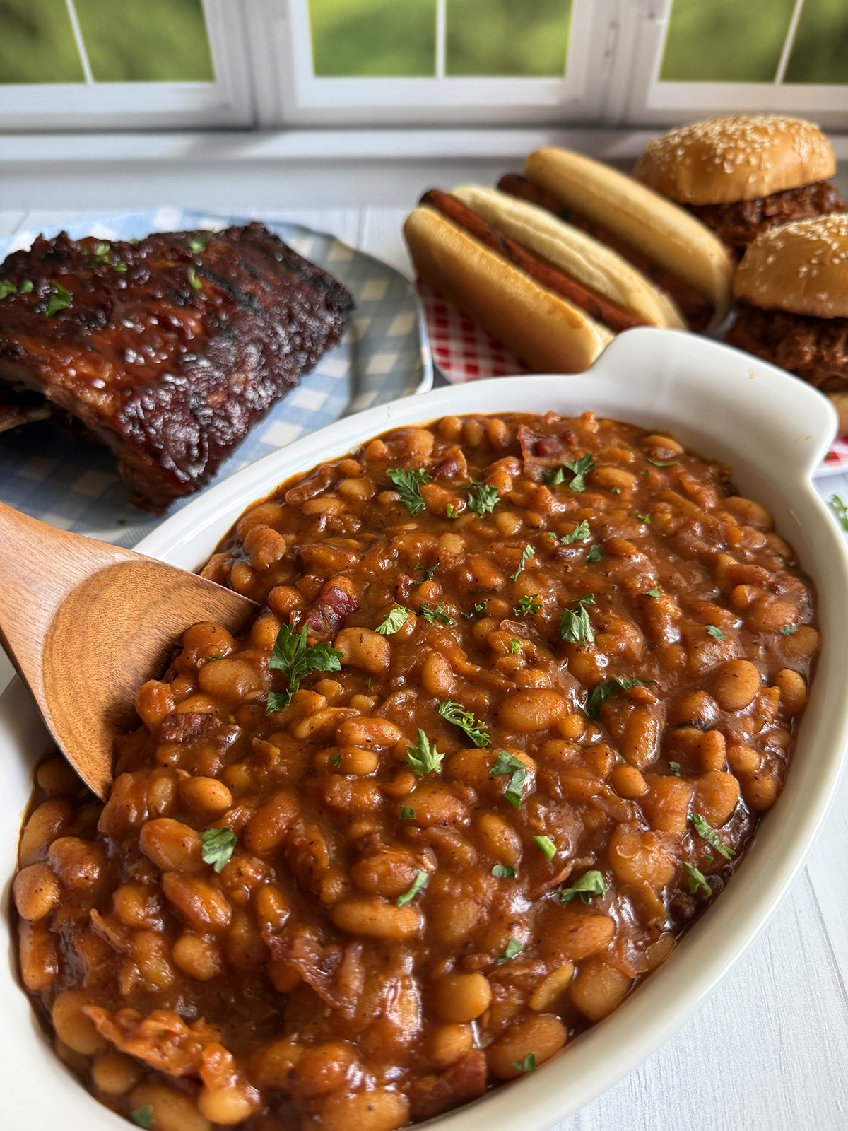 Recipe for Instant Pot BBQ baked beans.