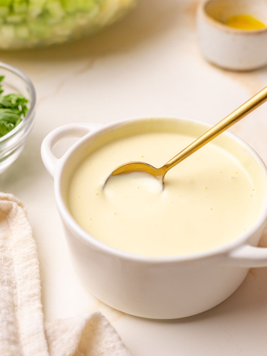 Creamy salad dressing for macaroni pasta salad.