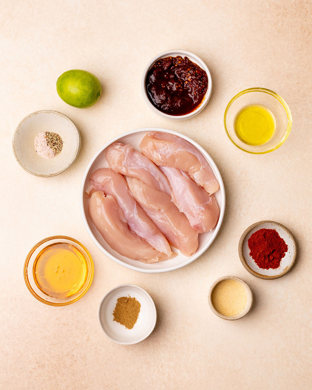 Ingredients for honey chipotle chicken tenders.