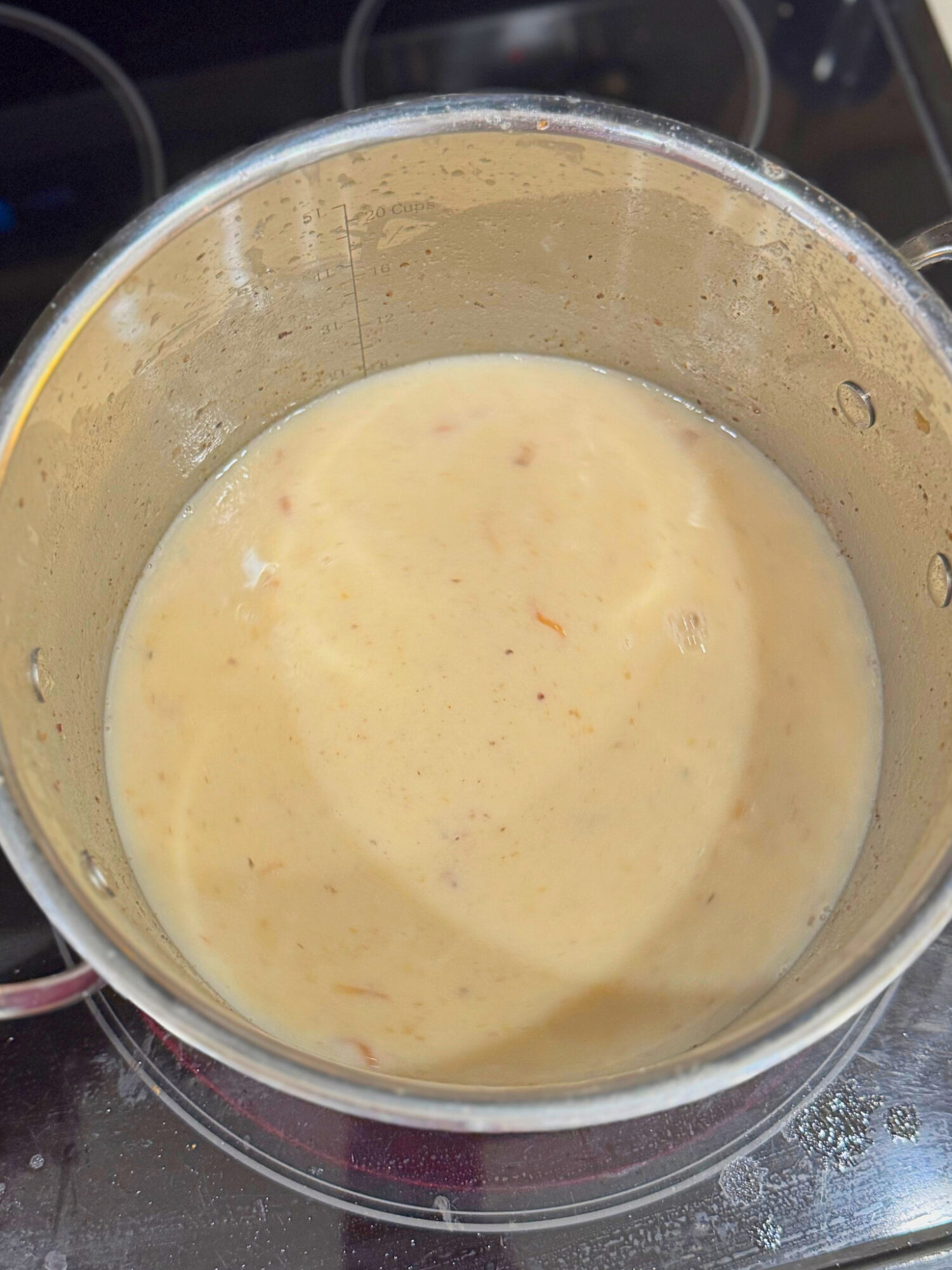 Creamy soup base for loaded potato soup.